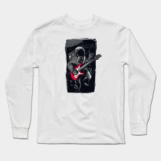 Astronaut with a guitar in space, dark graphic Long Sleeve T-Shirt